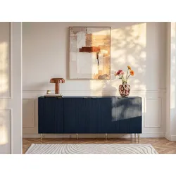 Sideboard mit 4 Türen - MDF & Stahl - Blau & Goldfarben - YESINIA