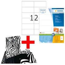 Herma 1200er-Set Universal-Klebeetiketten »4457« inkl. Sammelmappe A4 »Zebra«