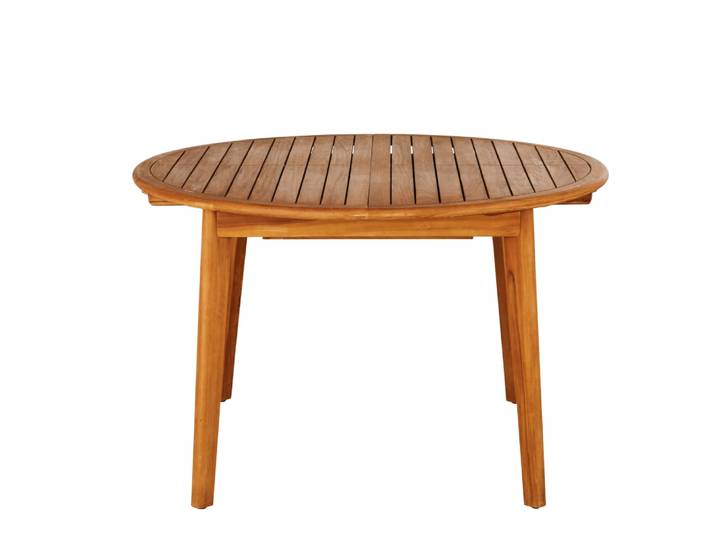 Runder Gartentisch aus Teakholz für 4-6 Personen, ausziehbar L120/170cm