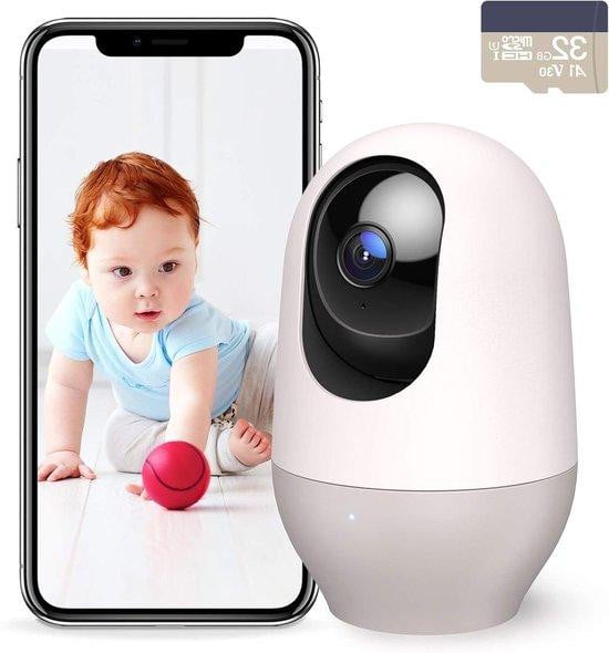 Nooie Beveiligingscamera Binnen - IP Camera WiFi - 2K Resolutie - 360 Graden Beweging - Wit