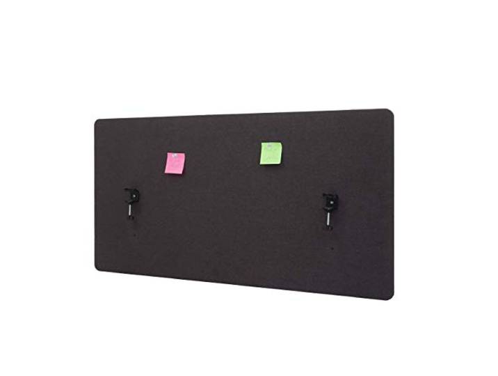 Mendler Akustik-Tischtrennwand HWC-G75 Stoff/Textil - 60x120cm braun-grau Büro-Sichtschutz, Schreibtisch, Pinnwand, doppelwandig