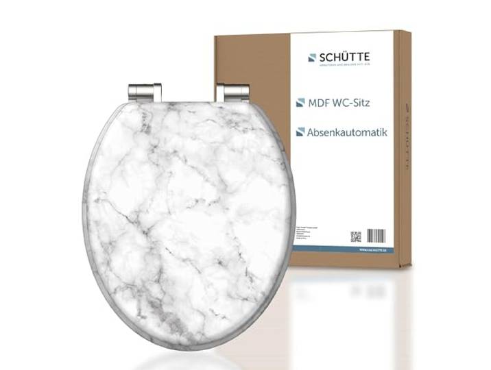 SCHÜTTE WC-Sitz MARMOR mit Absenkautomatik aus Holz, Klodeckel für WC