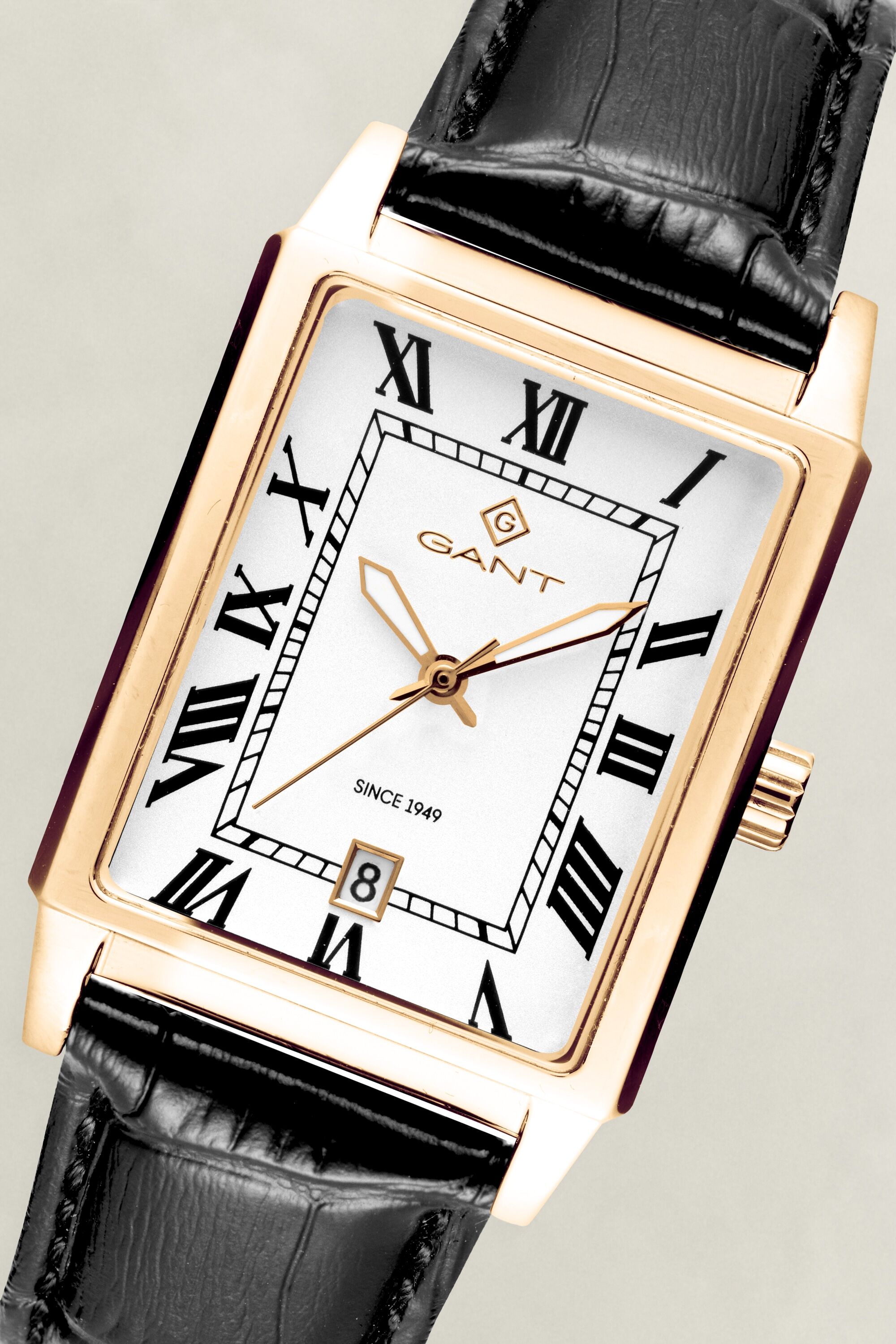 Quarzuhr GANT "Staten Island", schwarz (schwarz, weiß, weiß), Armbanduhren, Herren, goldfarben, Quarzuhr, Armbanduhr, Herrenuhr, Lederarmband, analog, Tag