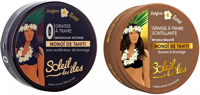 Soleil des iles - DUO Komestisches Melkfett SPF 0 Monoï & Glitzerndes Melfett, Duo Graisse A Traire  Spf0, 2 x 150 ml