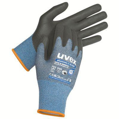 Schutzhandschuh Uvex phynomic C XG ESD, 10 Paar, EN 388, ESD-leitfähig, Aqua-Polymer-Xtra-Grip-Beschichtung, blau-schwarz, Größe 9