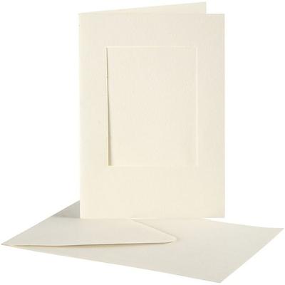 Creativ Company Passepartout-Karten mit Kuvert, Rechteckig, Kartengröße 10,5x15 cm, Umschlaggröße , 1,5x16,5 cm, Naturweiß, 10er Set