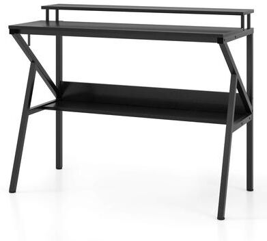 Compact Computer Desk Metal Fram Small Desk with Storage