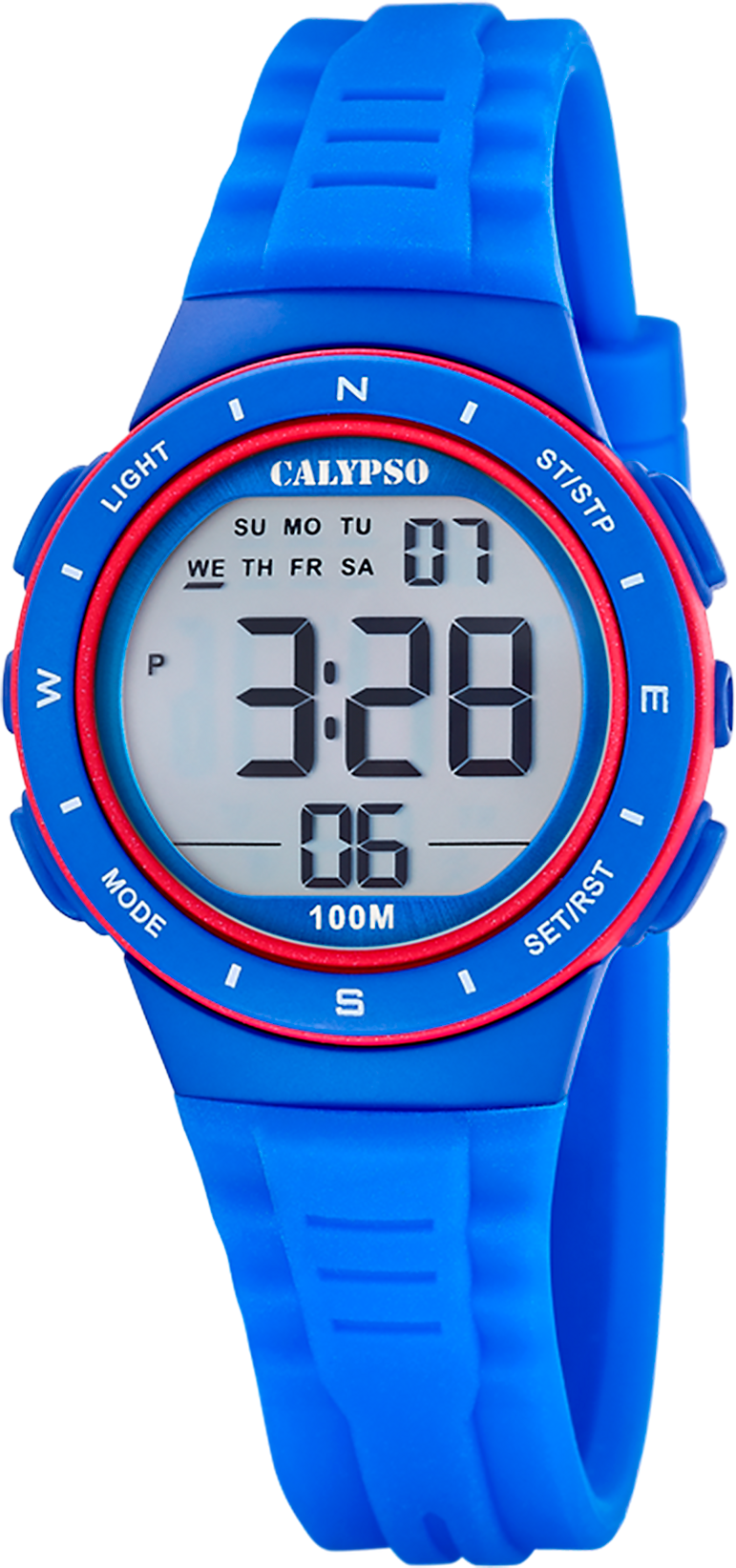 Chronograph CALYPSO WATCHES "Junior Collection", blau, Armbanduhren, Kinder, blau, Chronograph, Quarzuhr, Armbanduhr, Silikonarmband, digital, Tag, Wochentag, Monat