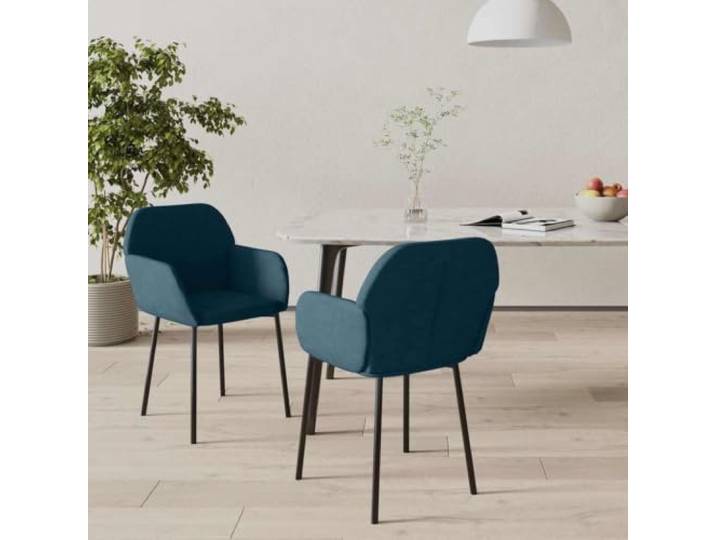 HEFZGDB Esszimmerstühle 2 STK. Blau Samt Ergonomische Polsterung Metallrahmen Stabile Konstruktion Wohnzimmer Sitzmöbel