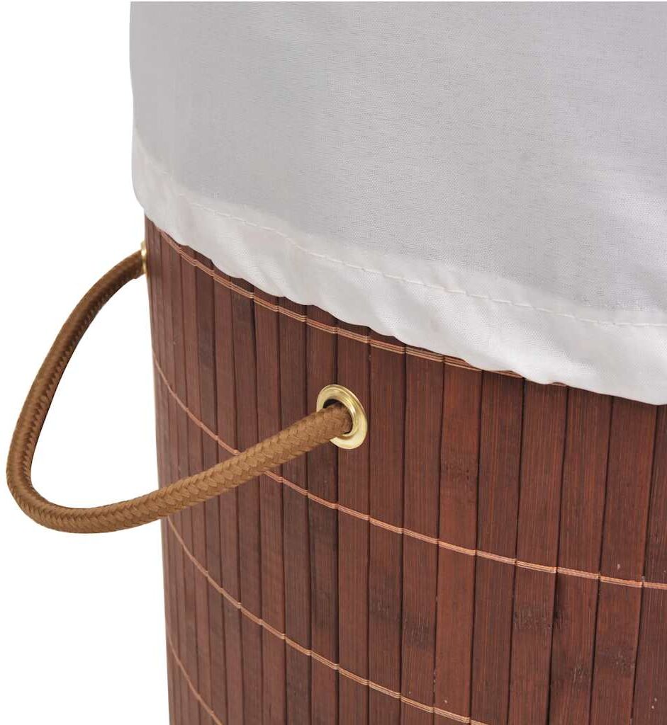 vidaXL Panier à linge rond Bambou Marron