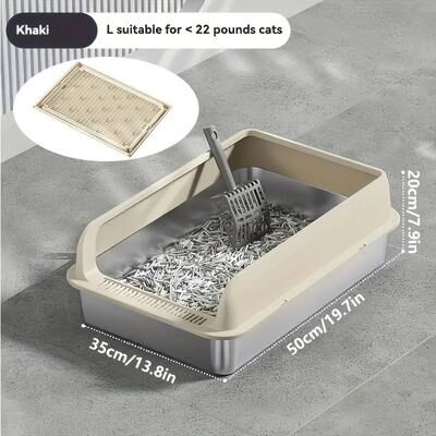 Inspire Essentials KEMORELA Extra Large Stainless Steel Cat Litter Box With Lid 7