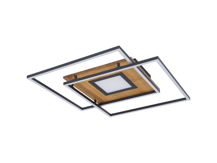 Deckenlampe Konda Natur/schwarz Holz/Metall 4200 lm Dimmbar B 50 cm - LED - Lichtfarbe: Warmweiss - Kaltes Tagesweiss - LED Energiesparlampen