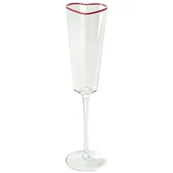 RICE Herz-Sektglas mit rotem Rand, 6 x 6,8 x 25 cm, 155 ml