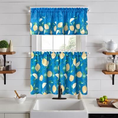 Threadmade Mediterranean Zest 3-Piece Kitchen Curtain Tier Set & Valance