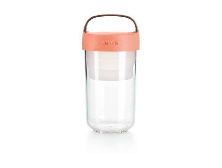Becher Lékué Glas To Go , rosa (koralle), 600ml, Trinkgefässe, Becher