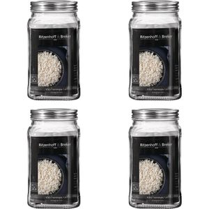 Ritzenhoff&Breker Vorratsglas Vio mit Metalldeckel, 1,4 Liter, eckig, luftdicht, Set, 4 Stück