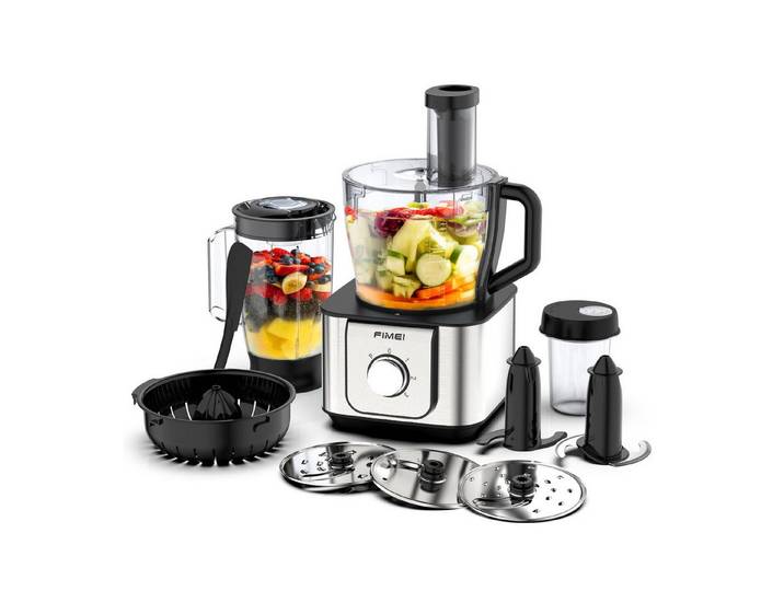FIMEI Küchenmaschine HGM406, 1100 W, 3,2 l Schüssel, 3,2L Zerkleinerer, 1,5L Mixer, Mühle, Zitruspresse & Zubehör