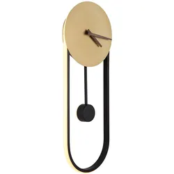LED Wanduhr Wandleuchte Uhr Analog mit Beleuchtung Backlight goldfarben, Acryl, Metall, 16W 695lm warmweiß, BxHxT 22x58x5,5 cm