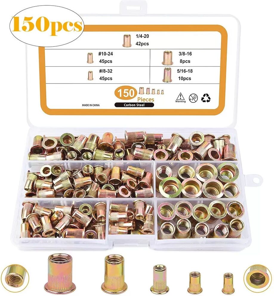 INF 150-teiliges Rändel-Nietmuttern-Set – Zinklegierung Rivnuts Sortiment