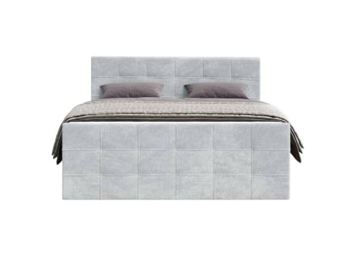 Chilly. Möbel Design Bett Modena - Komfort Boxspringbett mit gesteppter Optik, Matratze und Topper - 160x200 cm - Monte Hellgrau