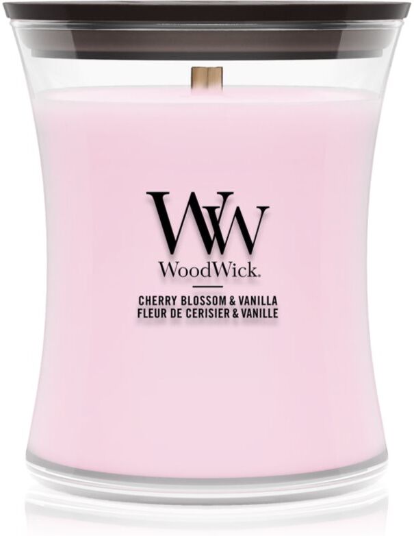 Woodwick Cherry Blossom & Vanilla bougie parfumée avec mèche en bois 275 g
