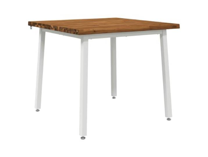 HAQWRDQSG Live Edge Esstisch 90x90x75 cm Massivholz Akazie Weiß Quadratischer Holztisch aus Massivholz Akazie mit weißem Stahlgestell für Esszimmer und Küche, stabil für 4 Personen.