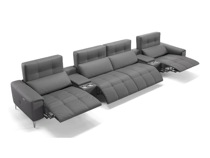 Leder 4-Sitzer Kinosofa SALENTO Designer Relax Couch