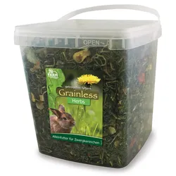 JR FARM Grainless Herbs Zwergkaninchen Kleintierfutter 1 Kilogramm (5 Liter) Eimer
