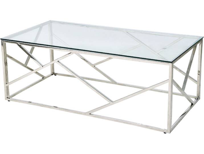Couchtisch SALESFEVER Glastisch mit stilvoller Eleganz , silber (silber, silber, klar), B:120cm H:45cm T:60cm, Metall, Sicherheitsglas, Tische, Couchtisch, Edelstahlgestell: Robust, rostfrei und stilvoll