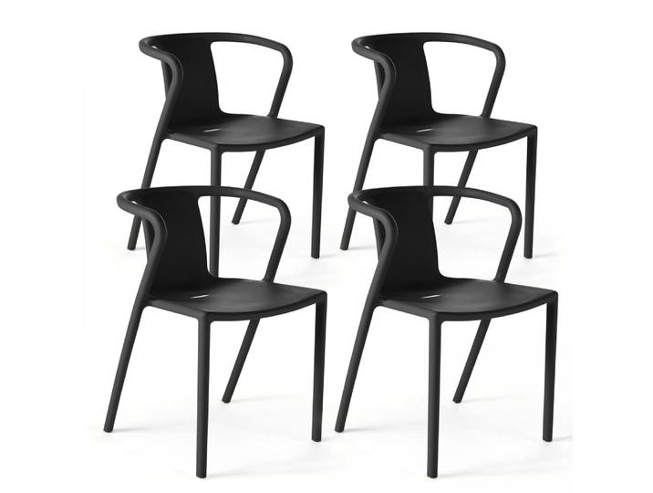 Lot de 4 chaises plastique noir