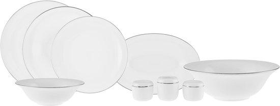 Tafelservies 58 Teile - Diner Set für 12 Personen - Fine Pearl Material - Platinschimmer