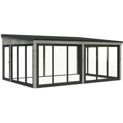 Palmako Glashaus Lumi 23,3 m2 - (Wintergartenanbau) Slide grau tauchgrundiert