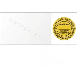 Dreifke® Kabelprüfplakette Geprüft...DGUV Vorschr. 3, 2026-2035, Folie, 60x25mm,10Stück/Bogen