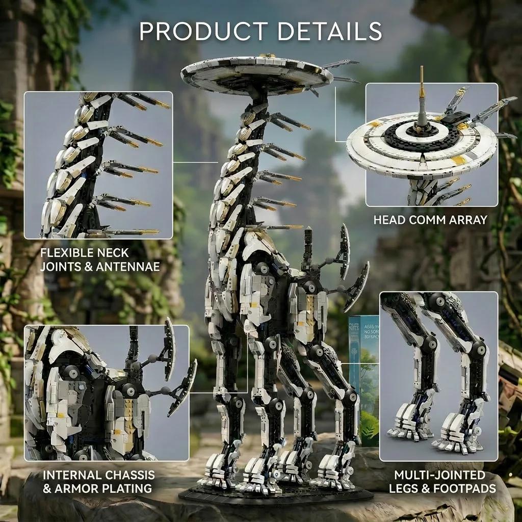 Giraffe - Klemmbaustein-Bausatz - 8016 Teile - Großes Modell - Langer Hals - Kleine Bausteine - Sammlermodell - Mit Aufbewahrungsbox