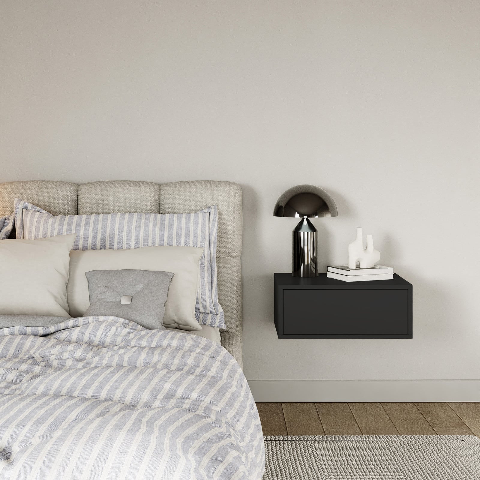 home24 Framme Zwevend nachtkastje zwart