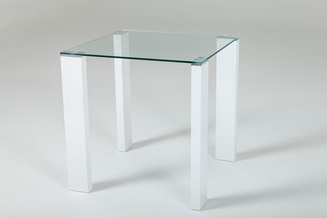 Ivy Bronx Mentone Square Glass Top Dining Table Clear