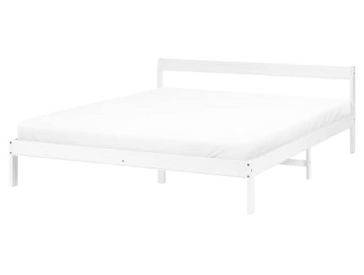 Beliani Bett mit Lattenrost Kiefernholz Weiß 160x200 Holzbett Schlicht Holz, Gefärbt, Belastbarkeit 150 kg, 160 x 200 cm