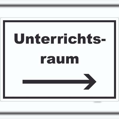 HB-Druck Unterrichtsraum Aufkleber mit Text Richtungspfeil rechts Schule Schulung waagerecht A6 (105x148mm)