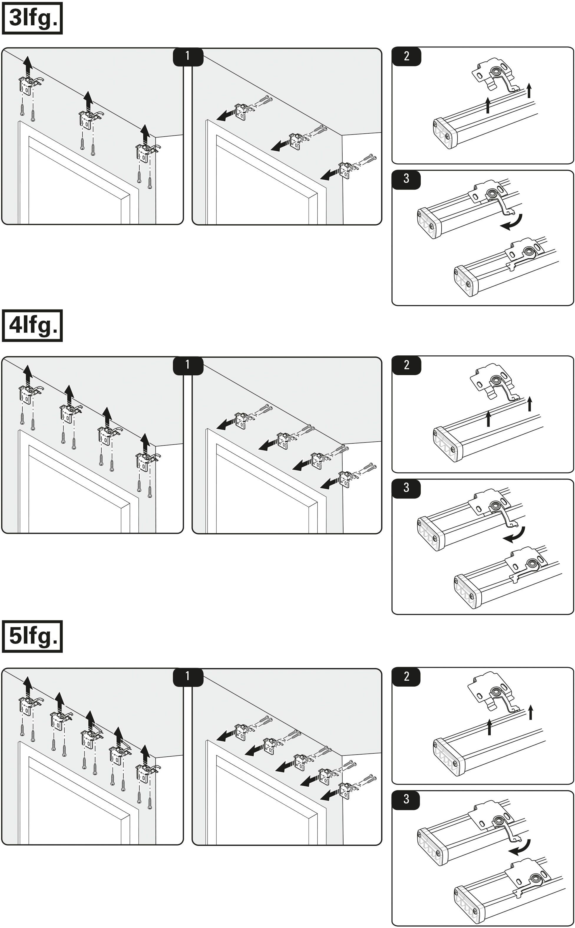 Flächenvorhangschiene GARDINIA "Komfort Komplett-Set 3-läufig" Gr. 1, weiss (weiß), L:170cm, Sichtschutzbefestigungen, Flächenvorhangschiene, 3-läufig weiß Blacklist