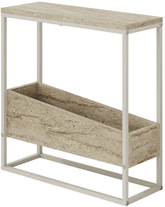 17 Stories Sled Side Table Travertine 60cm H X 60cm W X 22cm D