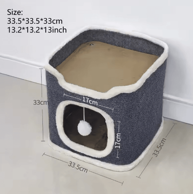 Inspire Picks 3 Tier Cozy Cat Cave Bed With Hanging Toy Warm Cat Bed Hideaway For Play & Rest 1 tier