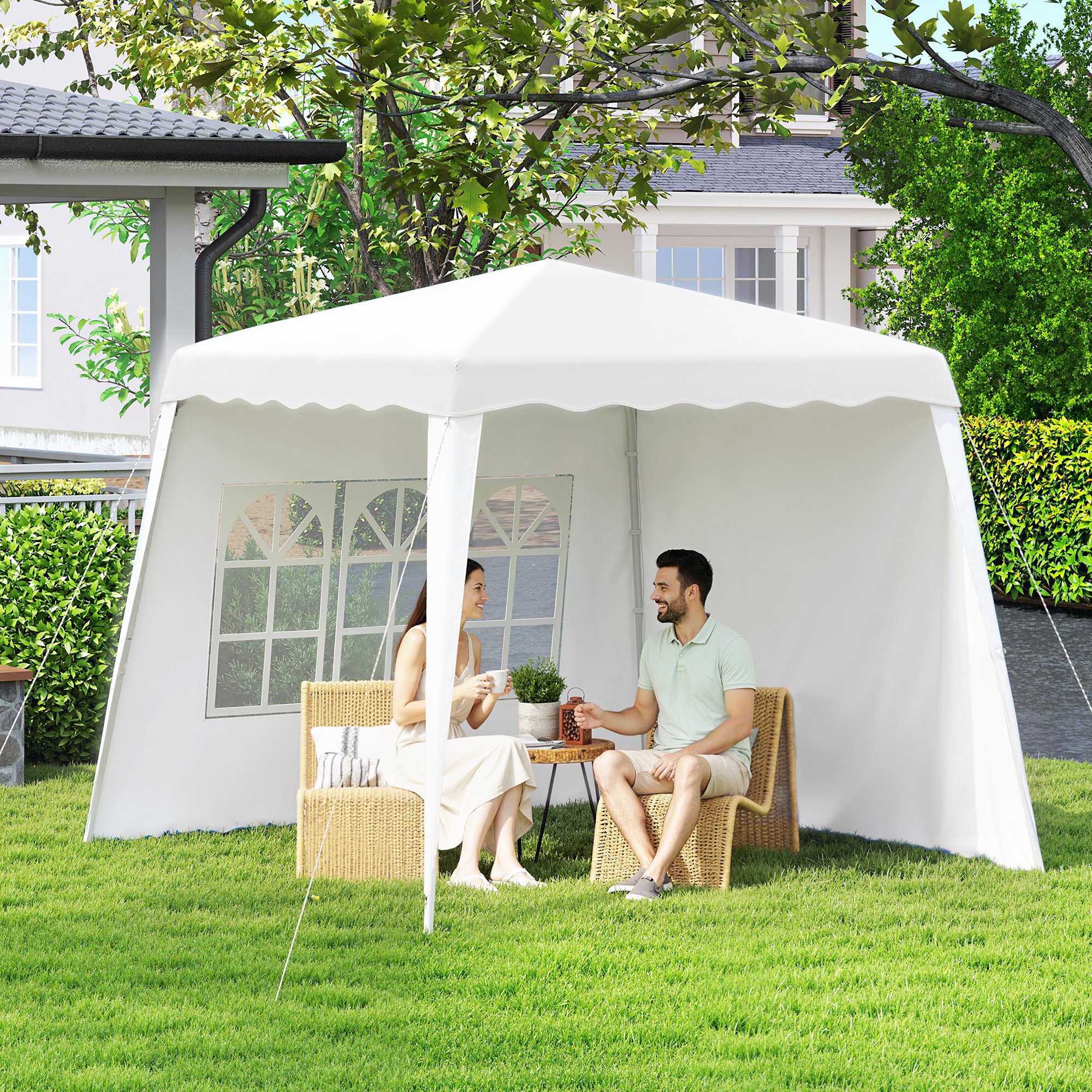 Outsunny Gazebo Pieghevole Giardino, Altezza Regolabile, Struttura Acciaio, Tessuto Oxford, 240x240x250 cm, Facile da Montare Aosom