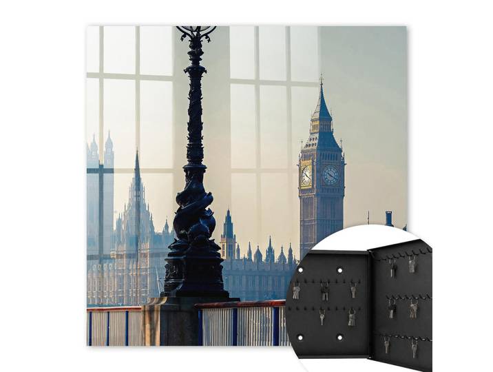 Tulup Schlüsselbox Schwarz 30x30 cm- Türöffnung nach rechts - Urbaner Charme, Beige, Metall, Orientalisch, Rechteckig, 30x30x5 cm, Garderobe, Schlüsselkästen & Schlüsselboards