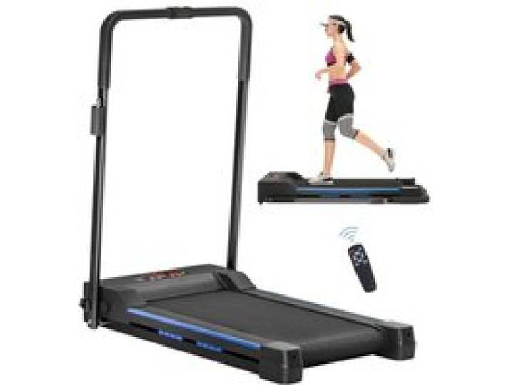 HOMCOM Folding Motorised Home Treadmill Walking Machine with LCD Monitor Blue