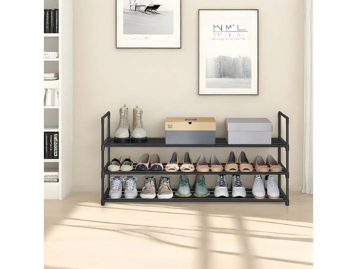 Schuhregal Hendren - Breite 117 cm 117 x 55 x 30cm Schwarz