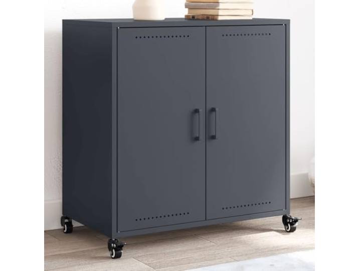 Stabiles Sideboard aus Stahlblech in Anthrazit Modernes Sideboard mit Rollen flexibel beweglich Pflegeleichtes für Wohnzimmer Stahl Schrank mit Stauraum Elegantes 68x39x72 cm