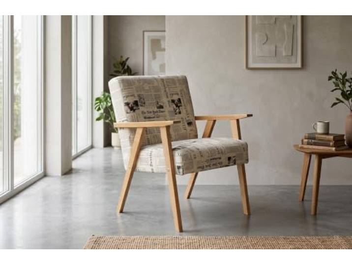 Family Meble Sessel Soler Spring – Retro-Sessel im Vintage-Stil mit Stoff-Bezug – Schwarz