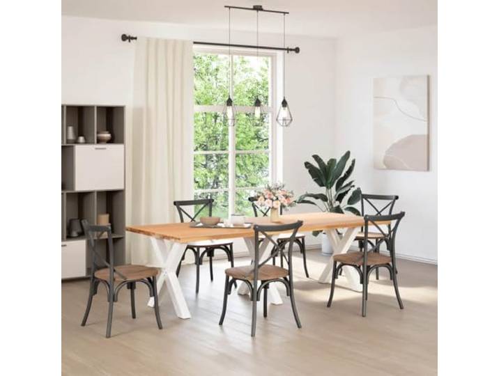 KTHLBRH X-Form Tischbeine 3 STK, Weiß, 80x72-73 cm, Stahl Pulverbeschichtet, verstellbare Nivellierfüße, vorgebohrte Löcher, für Esstische