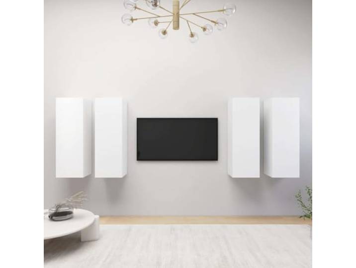 HEFZGDB 4 Stück Hängende TV-Schränke Weiß 30,5x30x90 cm Holzwerkstoff mit Einlegeböden für Wohnzimmer Aufbewahrung