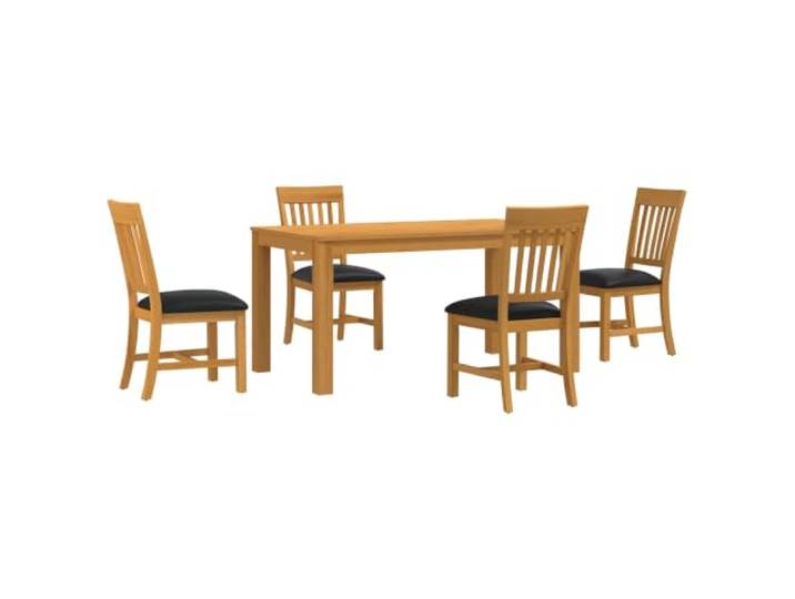 KTHLBRH 5-teiliges Esszimmer-Set, schwarz, aus massivem Eichenholz Modernes Design, gepolsterte Sitze, einfache Montage, einfache Wartung, quadratische Beine